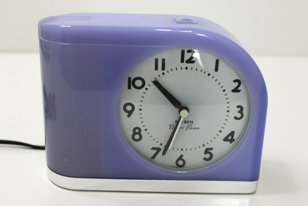 Vintage Westclox Big Ben Moon Beam Violet Purple Light Up Alarm Clock Works